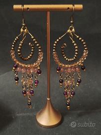 orecchini vetro, acciaio,stile etnico artigianali