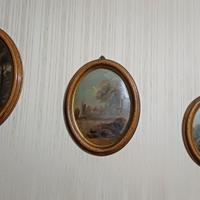 Tris di Quadretti Ovali in Arte Povera - Paesaggi