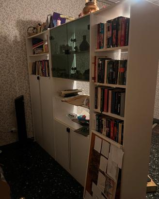 Libreria parete attrezzata moderna vetro fume