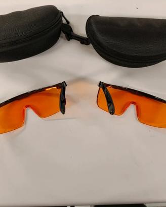 2 occhiali protettivi UV con lenti arancioni + cus