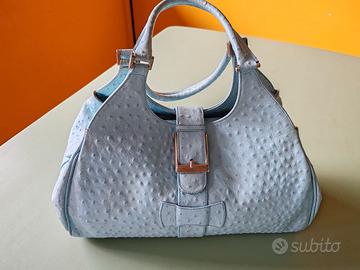 Borsa celeste Vintage Pelle Borgospesso Milano