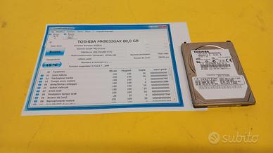 Hard disk 2,5" IDE PATA 80 Gbyte Toshiba, 2,5 poll