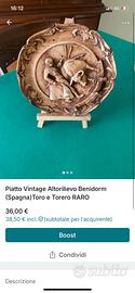 Piatto vintage altorilievo Benidorm Spagna