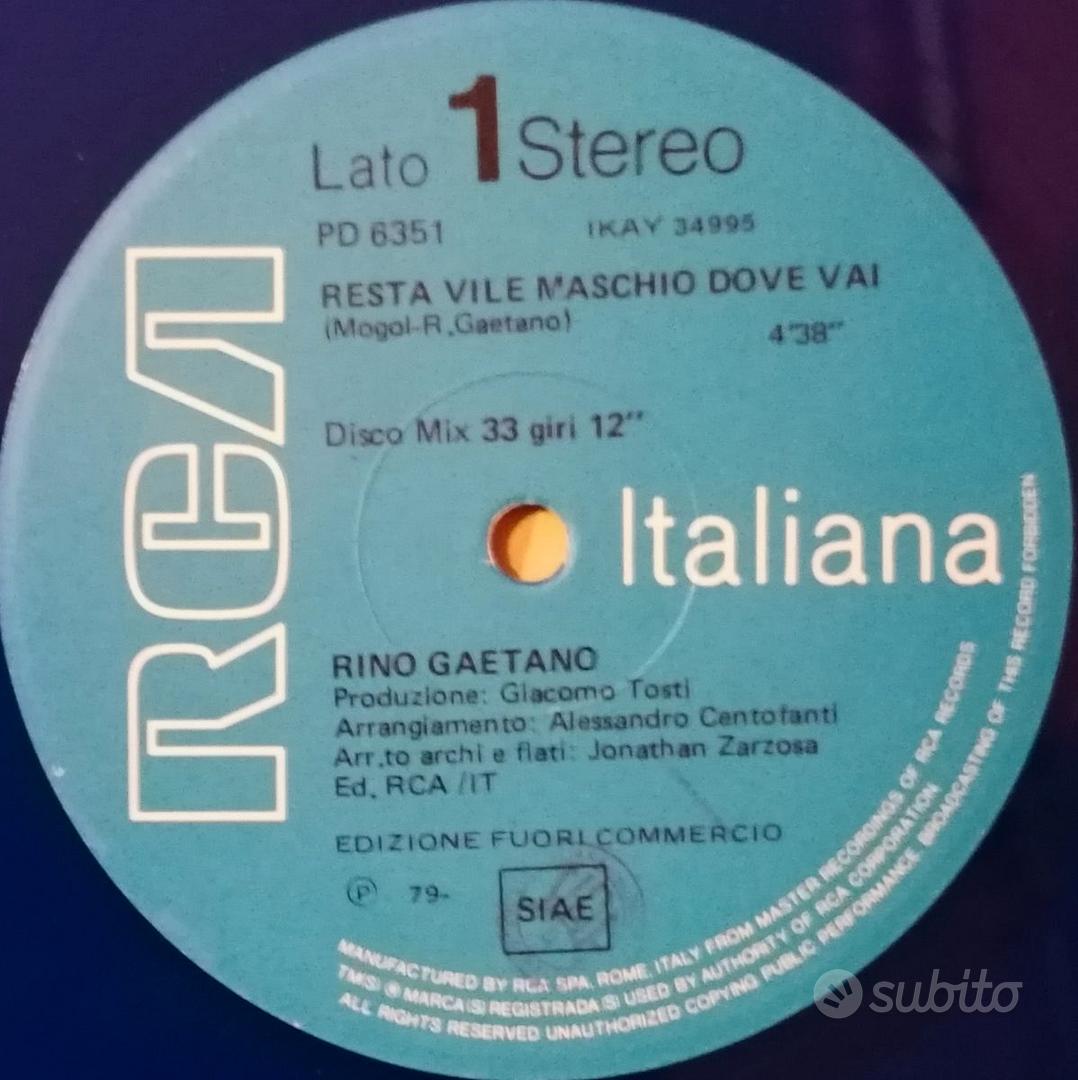 RINO GAETANO RESTA VILE MASCHIO Vinile Promo Blu - Musica e Film In vendita  a Rimini