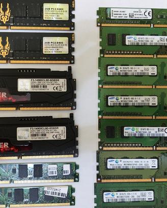 Varie memorie RAM DDR 2 DDR 3 DDR 4