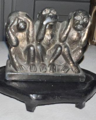 Scultura in bronzo le tre scimmie sagge