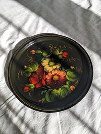 Vassoio vintage russo dipinto a mano
