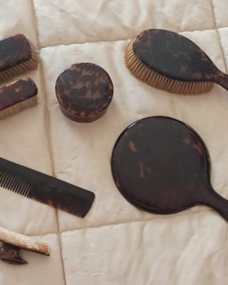 Antico set toilette spazzole specchio
