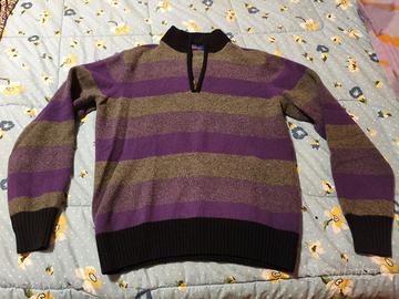 Maglione uomo righe viola e grigio