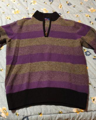 Maglione uomo righe viola e grigio