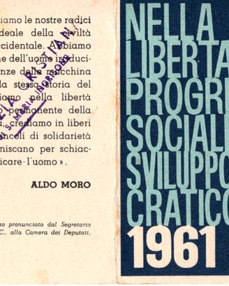Tessera democrazia cristiana anno 1961