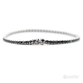 Bracciale tennis oro bianco 18 con diamanti neri