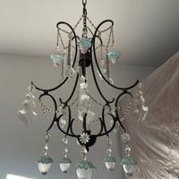 Lampadario in ferro battuto vetro di murano