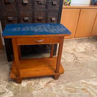 Comodino anni 40 rehab con disegno pesci