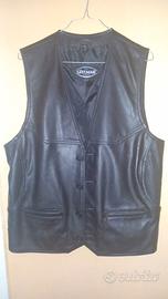 Gilet Smanicato Pelle Vera Uomo L  Moto Biker