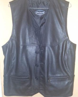 Gilet Smanicato Pelle Vera Uomo L  Moto Biker