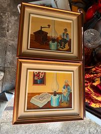 Coppia quadri vintage dipinti