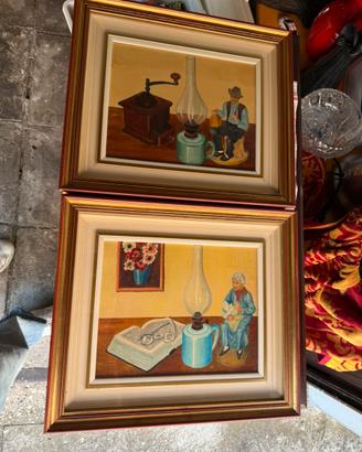 Coppia quadri vintage dipinti