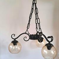 2 Lampadari a soffitto in ferro battuto + applique
