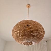 Lampada da soffitto in rattan marrone chiaro 