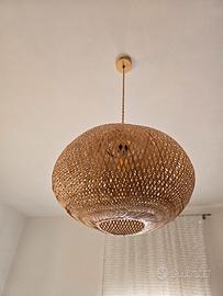Lampada da soffitto in rattan marrone chiaro 