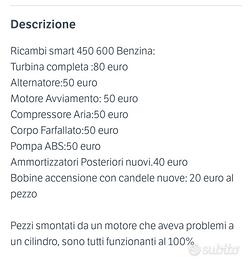 Ricambi Smart 600 CC