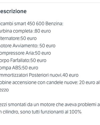 Ricambi Smart 600 CC