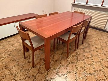 Tavolo allungabile e sedie in vera pelle