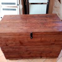 baule in pino con maniglie foderato