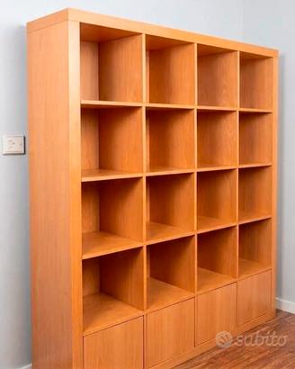 libreria modulabile in vero legno di faggio 