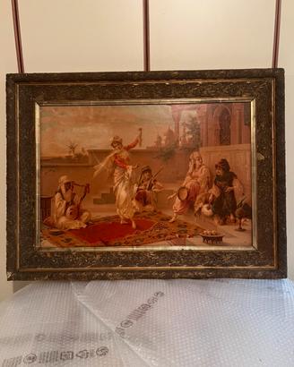 Quadro con cornice gesso  vintage ingombro 95x72