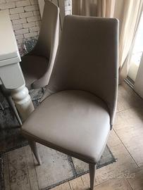 SEI SEDIE ECOPELLE BEIGE DA SALA DA PRANZO