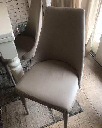 SEI SEDIE ECOPELLE BEIGE DA SALA DA PRANZO