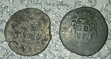 coppia 2 soldi Genova 1710-1755 argento 
