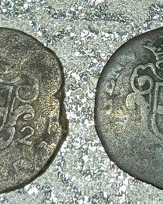coppia 2 soldi Genova 1710-1755 argento 