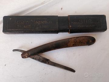 Rasoio+custodia mano libera vintage Solingen Bur 
