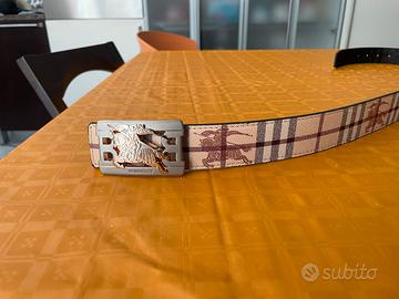 cintura double face nera beige a quadri