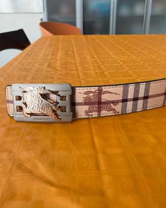 cintura double face nera beige a quadri