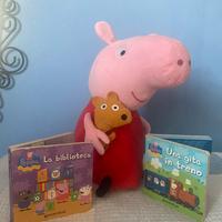 Peppa Pig peluche 40 cm+ 2 libretti cartonati