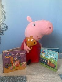 Peppa Pig peluche 40 cm+ 2 libretti cartonati
