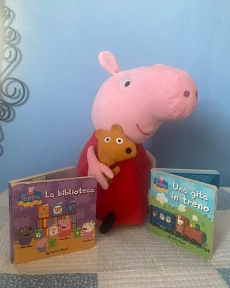 Peppa Pig peluche 40 cm+ 2 libretti cartonati