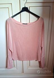 Maglia rosa cipria spalle scoperte