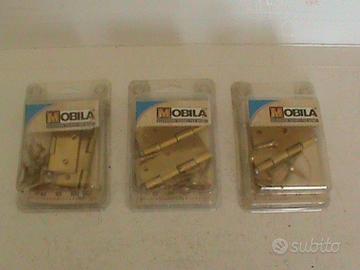 N. 3 CERNIERE MOBILA POM. SFERICI 50 X 40 OTTONATE