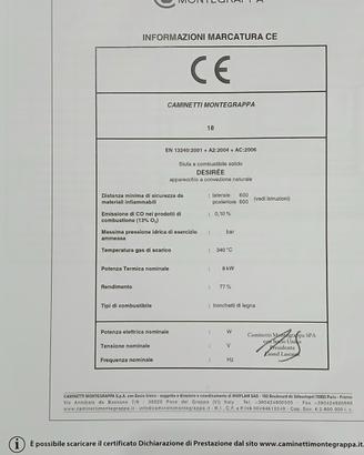 Stufa a legna Montegrappa 8Kw