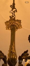 2 Lampadari ottone pieno 6 luci