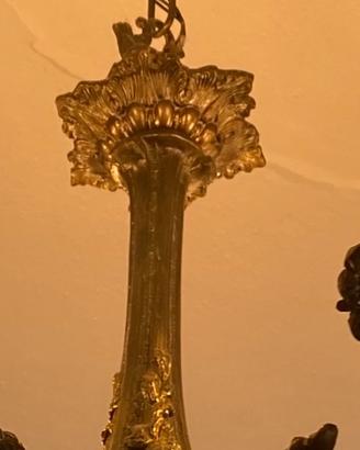 2 Lampadari ottone pieno 6 luci