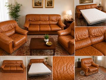 Divano letto in pelle Doimo 3 posti + 2 poltrone