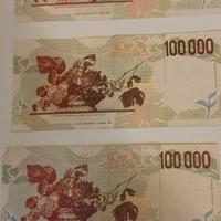 6 banconote da 100000 lire Caravaggio circolate