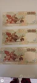6 banconote da 100000 lire Caravaggio circolate