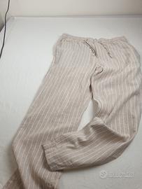 pantaloni donna lino a righe